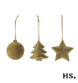HS stars hangers 3 stuks goud
