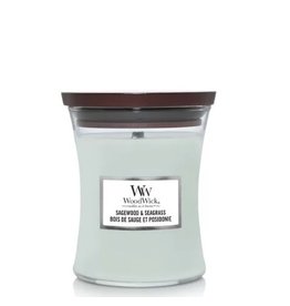 Woodwick geurkaars medium sagewood&seagrass