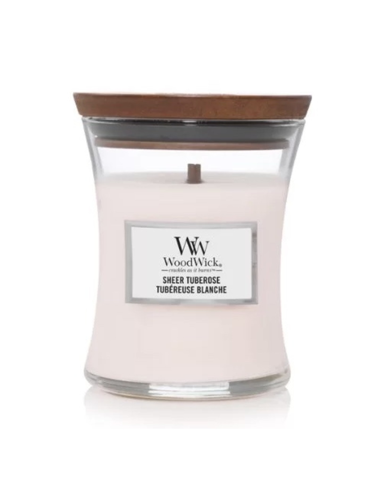 Woodwick geurkaars medium sheer tuberose