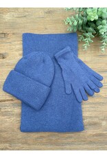 Guiliano setje sjaal -muts-handschoenen blauw