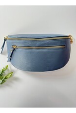 Guiliano bumbag leer met rits jeans blauw