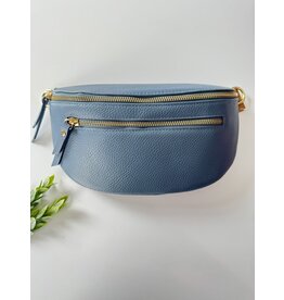 Guiliano bumbag leer met rits jeans blauw