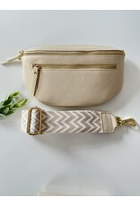 Guiliano bumbag leer met rits creme