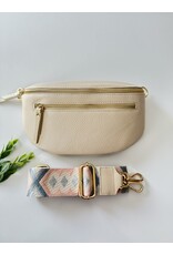 Guiliano bumbag leer met rits creme