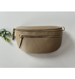 Guiliano bumbag leer met rits beige