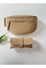 Guiliano bumbag leer met rits beige