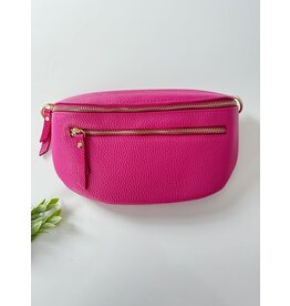 Guiliano bumbag leer met rits fuscia