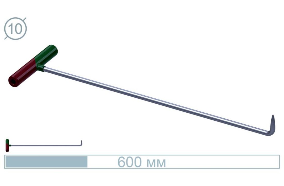 Varilla de Acero Inoxidable 60 CM Punta 90° - Herramienta PDR Profesional