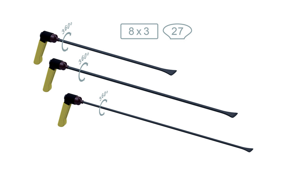 18013,14,15PR whale tail set 3 PCS, tip breedte 27 mm, handvat verstelbaar