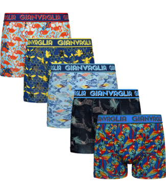 Gianvaglia Deluxe 5-Pack Katoenen Heren Boxershorts - Tropical Print