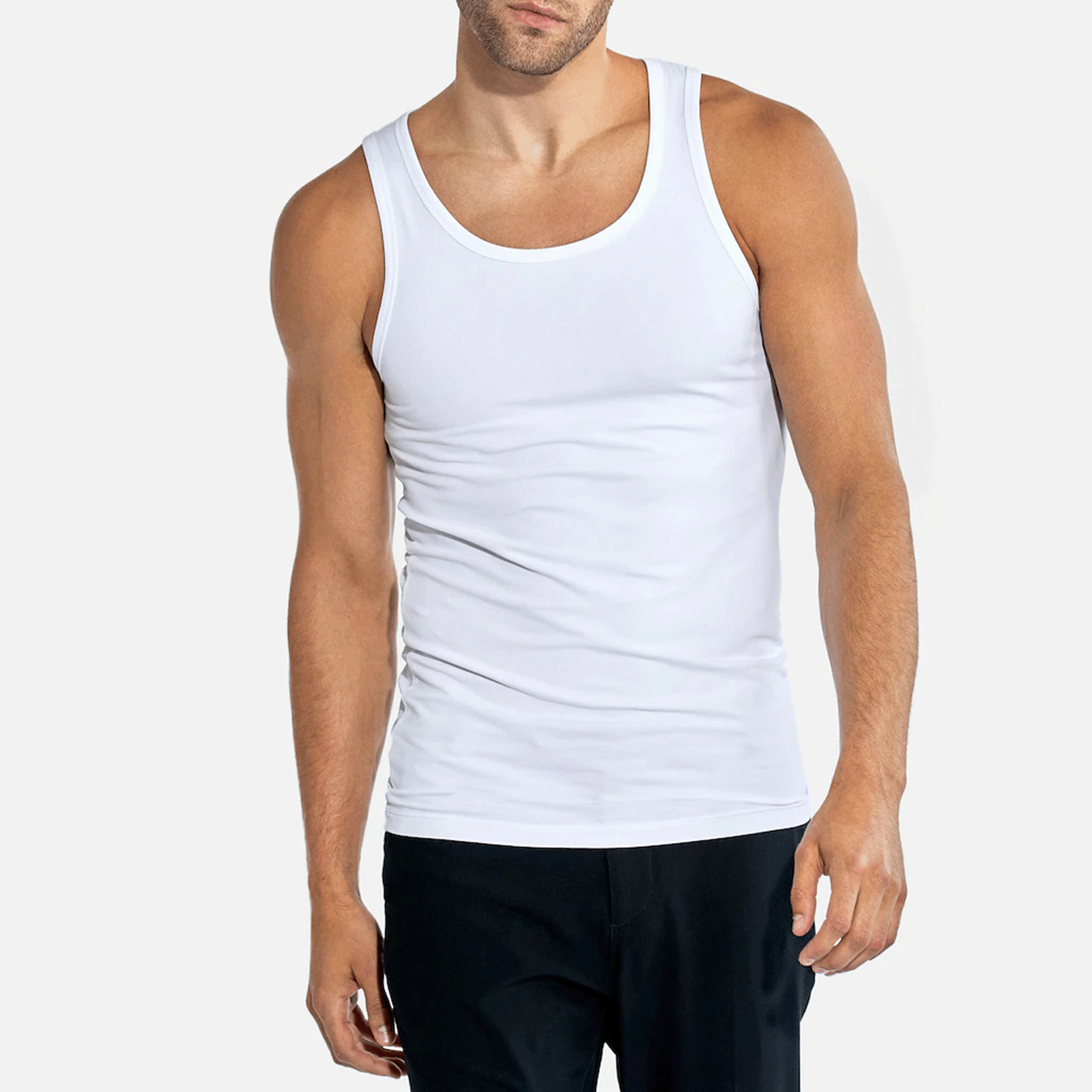 Heren Katoenen Onderhemd Tank Top - Wit