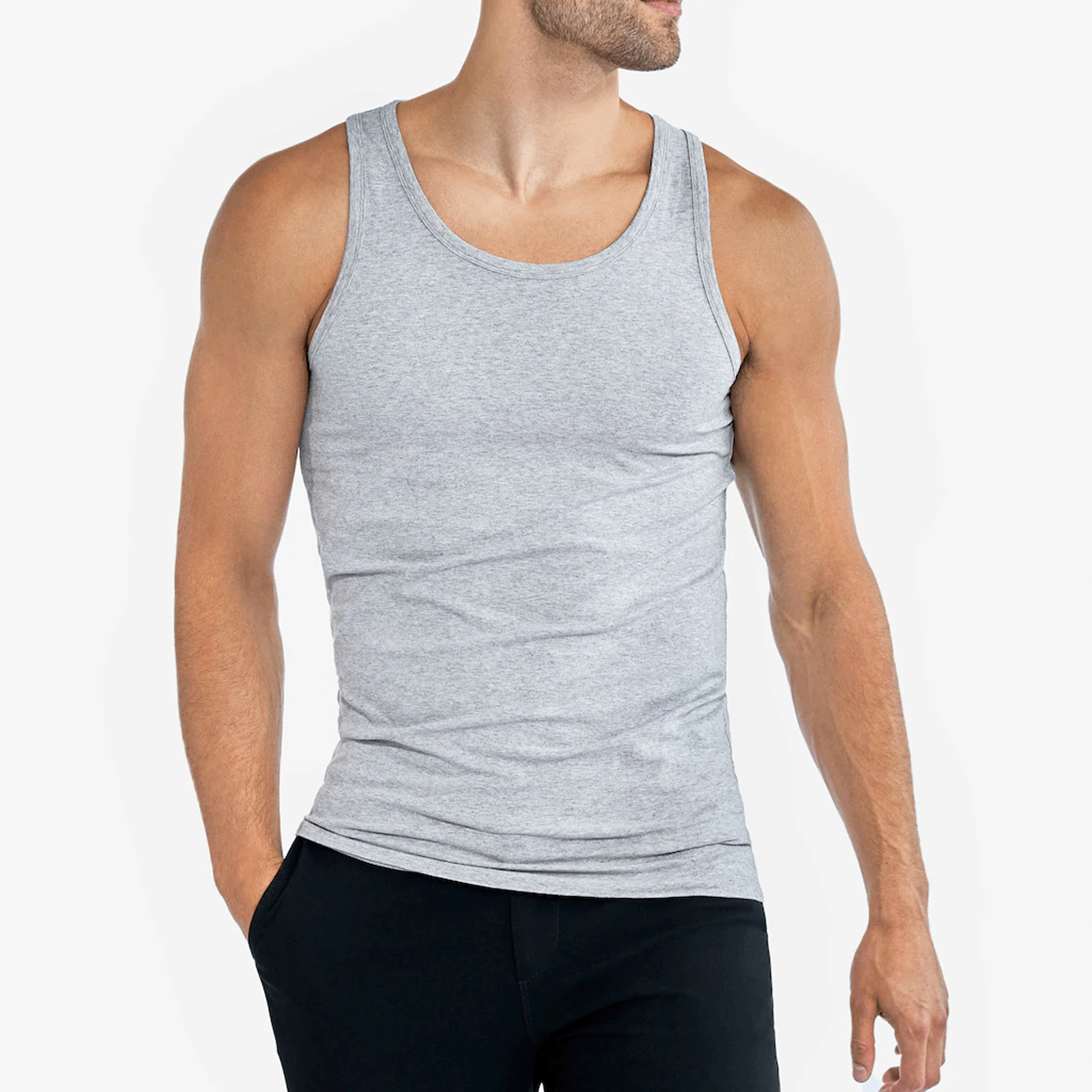 Heren Katoenen Onderhemd Tank Top - Grijs