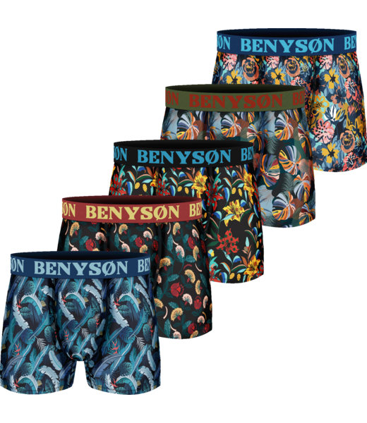 BENYSØN BENYSØN 5-Pack Colour Bands Edition Viscose Boxershorts