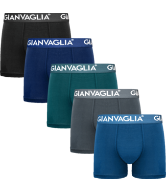 Gianvaglia Deluxe 5-Pack Katoenen Heren Boxershorts - Effen Donkere Kleuren