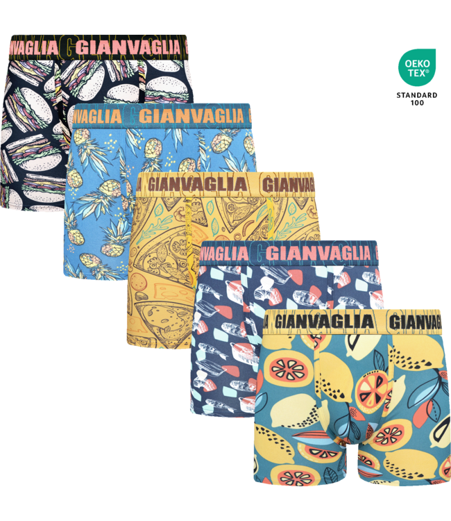 Gianvaglia Deluxe 5-Pack Snack Edition Katoenen Heren Boxershorts
