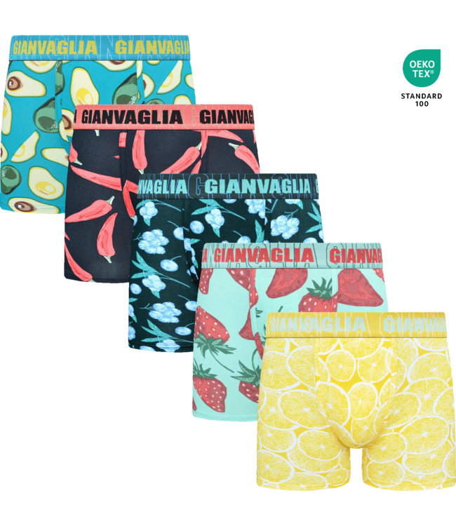 Gianvaglia Deluxe 5-Pack Fruitmix Edition Katoenen Heren Boxershorts