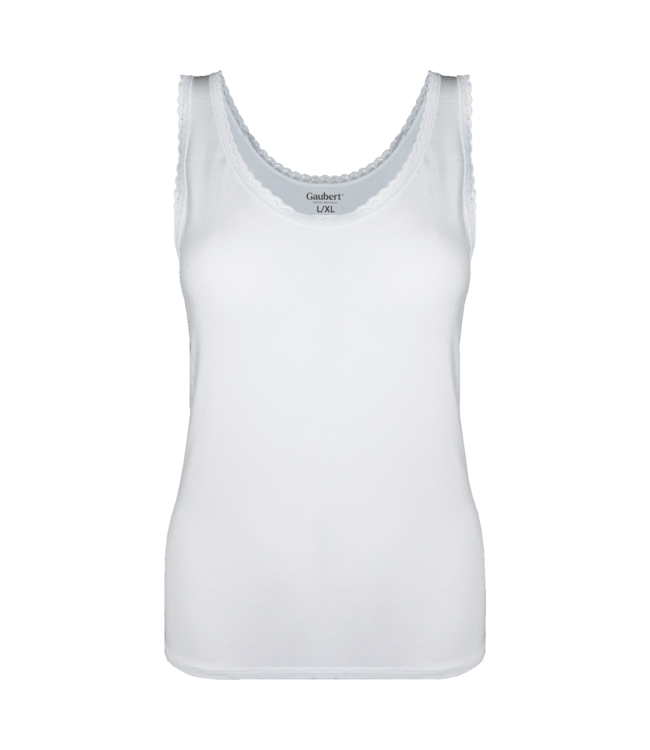 Gaubert Zijdezacht Bamboe Dames Onderhemd met Kant - Ademend & Comfortabel - Wit