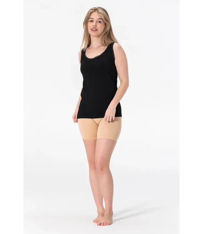 Gaubert Zijdezacht Bamboe Dames Onderhemd met Kant - Ademend & Comfortabel - Zwart