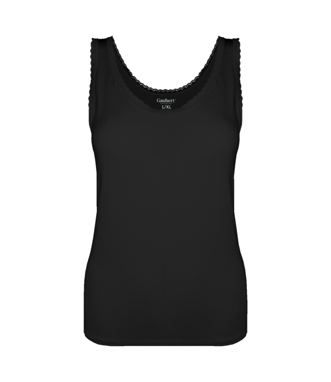 Gaubert Zijdezacht Bamboe Dames Onderhemd met Kant - Ademend & Comfortabel - Zwart
