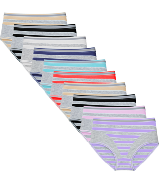 Fine Woman 10-Pack Katoenen Dames Slips Gestreept