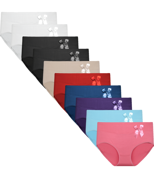 Fine Woman 10-Pack Katoenen Dames Slips - Comfort & Stretch Mix Kleuren