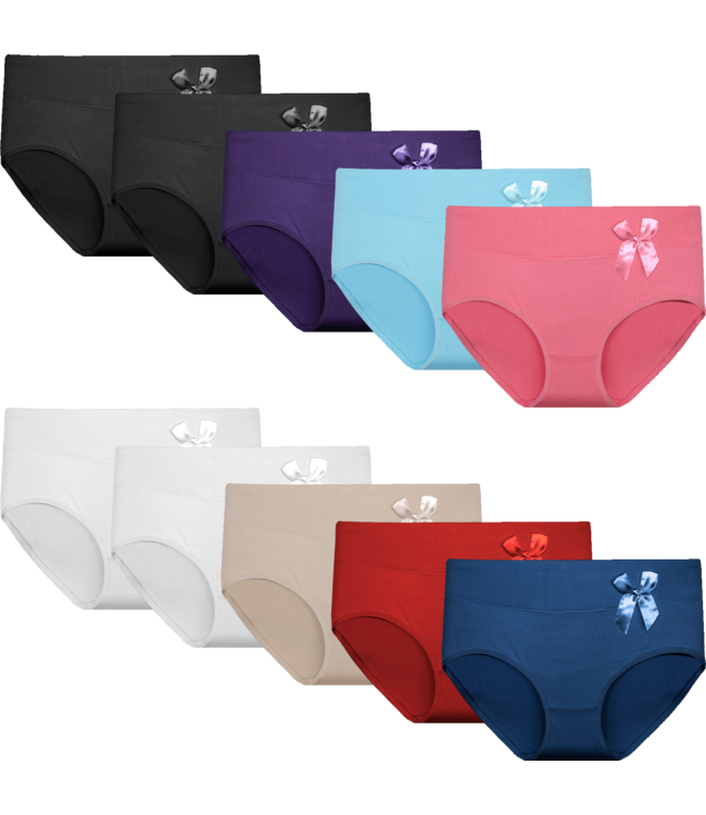 Fine Woman 10-Pack Katoenen Dames Slips - Comfort & Stretch Mix Kleuren