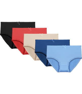 Fine Woman Fine Woman 5-Pack Katoenen Dames Slips Met Kanten Randje