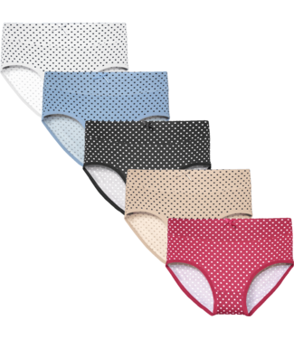 Fine Woman Fine Woman 5-Pack Katoenen Dames Slips met Stipjes
