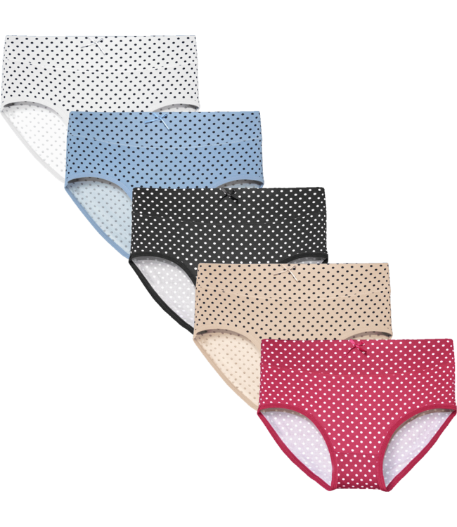 Fine Woman 5-Pack Katoenen Dames Slips met Stipjes – Zacht & Ademend Comfort