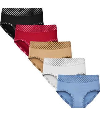 Fine Woman Fine Woman 5-Pack Katoenen Dames Slips met Gestipte Rand