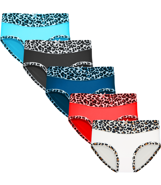 Fine Woman 5-Pack Katoenen Dames Slips met Trendy Panterprint – Comfort & Stijl