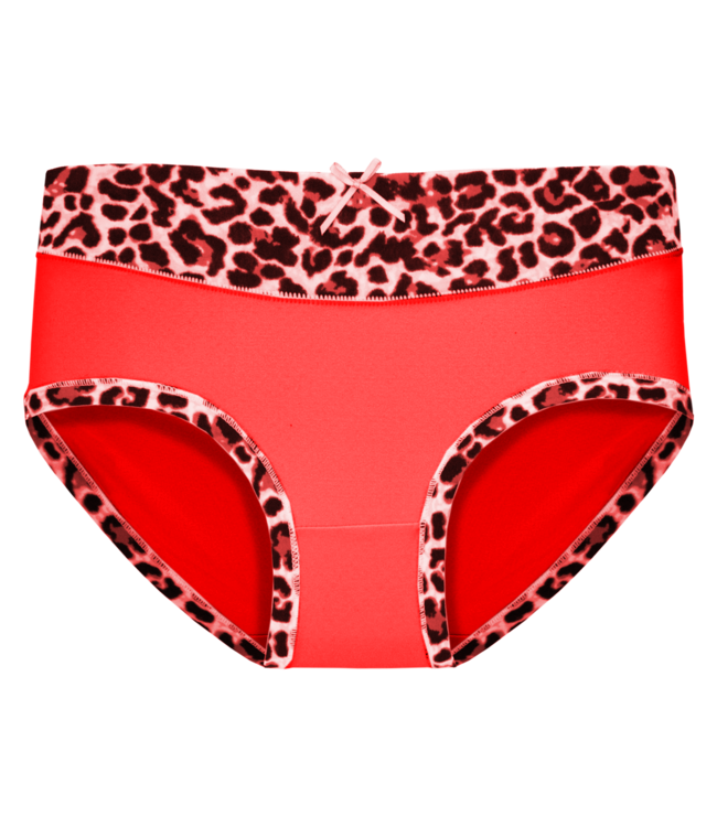 Fine Woman 5-Pack Katoenen Dames Slips met Panterprint-Rand - Felle Kleuren