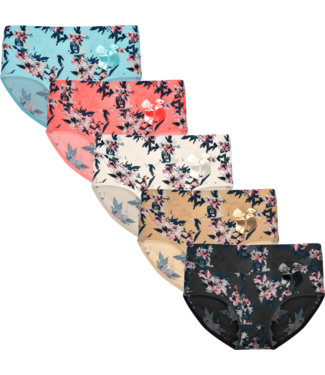 Fine Woman 5-Pack Katoenen Dames Slips met Bloemenprint
