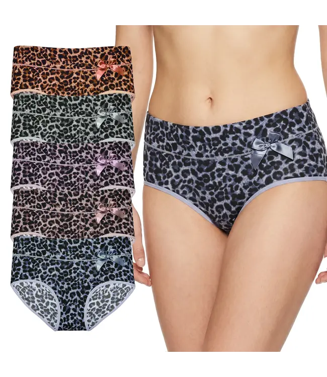 Fine Woman  5-Pack Dames Slips met Dierenprint