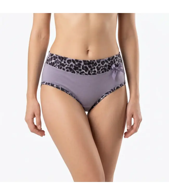 Fine Woman 5-Pack Katoenen Dames Slips met Panterprint-Rand - Pastel & Nude