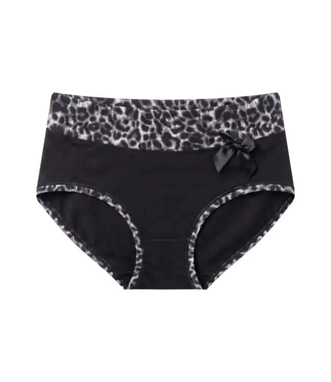 Fine Woman 5-Pack Katoenen Dames Slips met Panterprint-Rand - Pastel & Nude