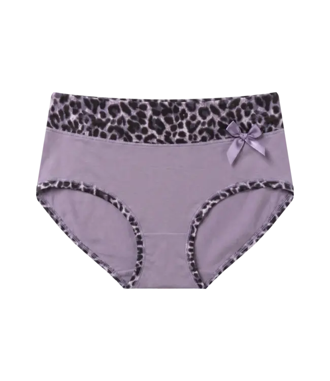 Fine Woman 5-Pack Katoenen Dames Slips met Panterprint-Rand - Pastel & Nude
