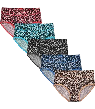 Fine Woman 5-Pack Katoenen Dames Slips met All-Over Panterprint