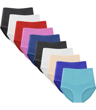 Fine Woman 10-Pack Katoenen Dames Slips met Hoge Taille