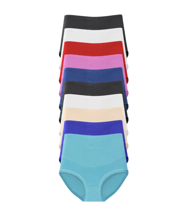 Fine Woman 10-Pack Katoenen Dames Slips met Hoge Taille