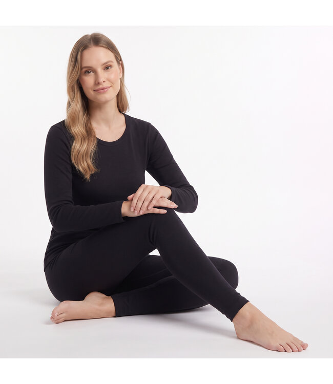 Gaubert Dames Thermo Ondergoed Set met Merinowol - Zwart