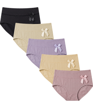 Fine Woman 5-Pack Katoenen Dames Slips met Strikje - Naturel