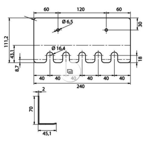 Lanshouder met 5 plaatsen Lanshouder met 5 plaatsen
