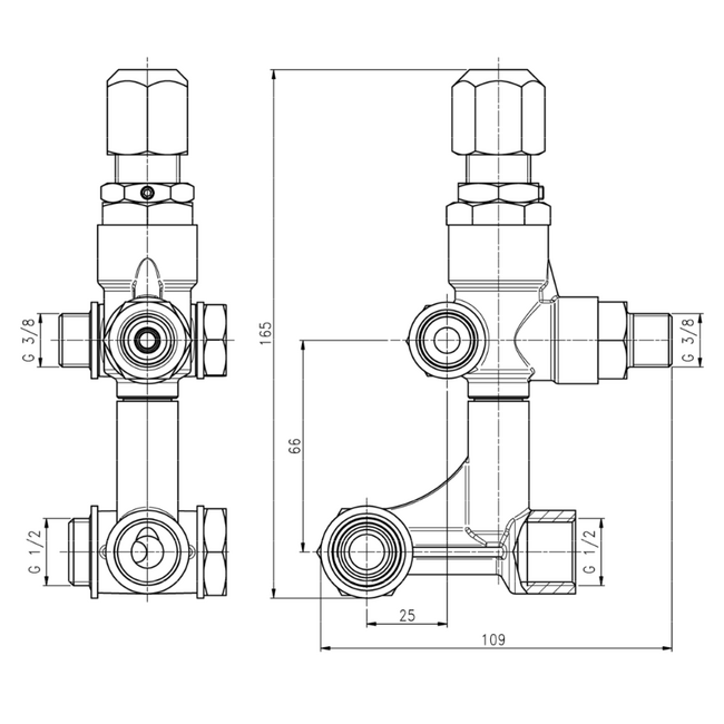 Hawk Drukregelaar VBT, G1/2" IG - G3/8" IG