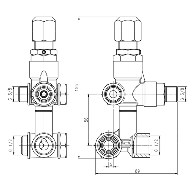 Hawk Drukregelaar VBT,  G1/2" IG - G3/8" IG