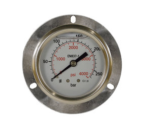 Installatie manometer, 1/4" AG, 0 - 250 bar, 63 mm Installatie manometer, 1/4" AG, 0 - 250 bar, 63 mm