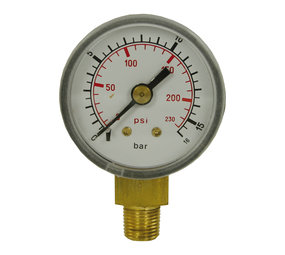 Manometer, 1/8" AG, 0 - 16 bar, 40 mm Manometer, 1/8" AG, 0 - 16 bar, 40 mm