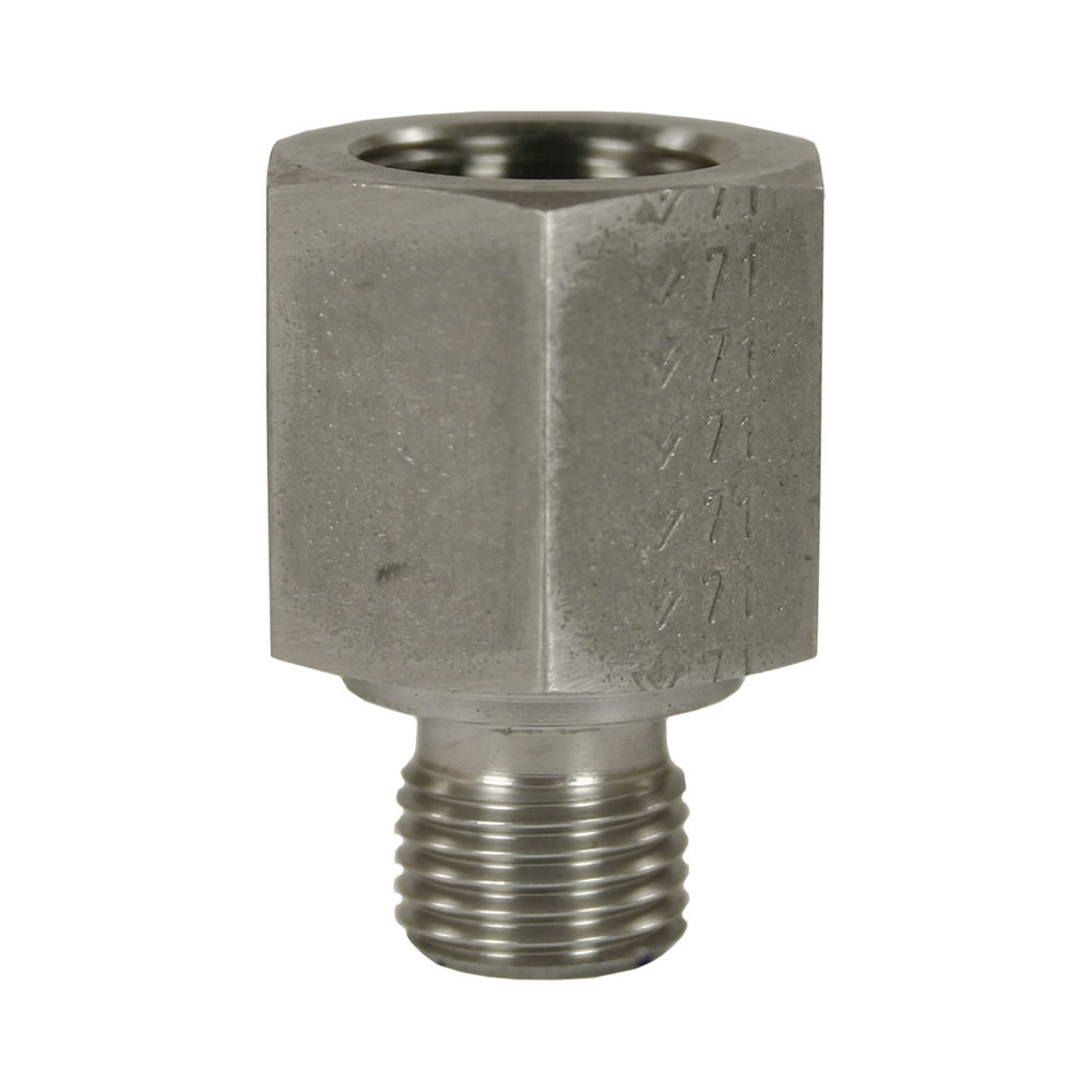 Reductie nippel, 3/8" AG - 1/2" IG, 400 bar Reductie nippel, 3/8" AG - 1/2" IG, 400 bar