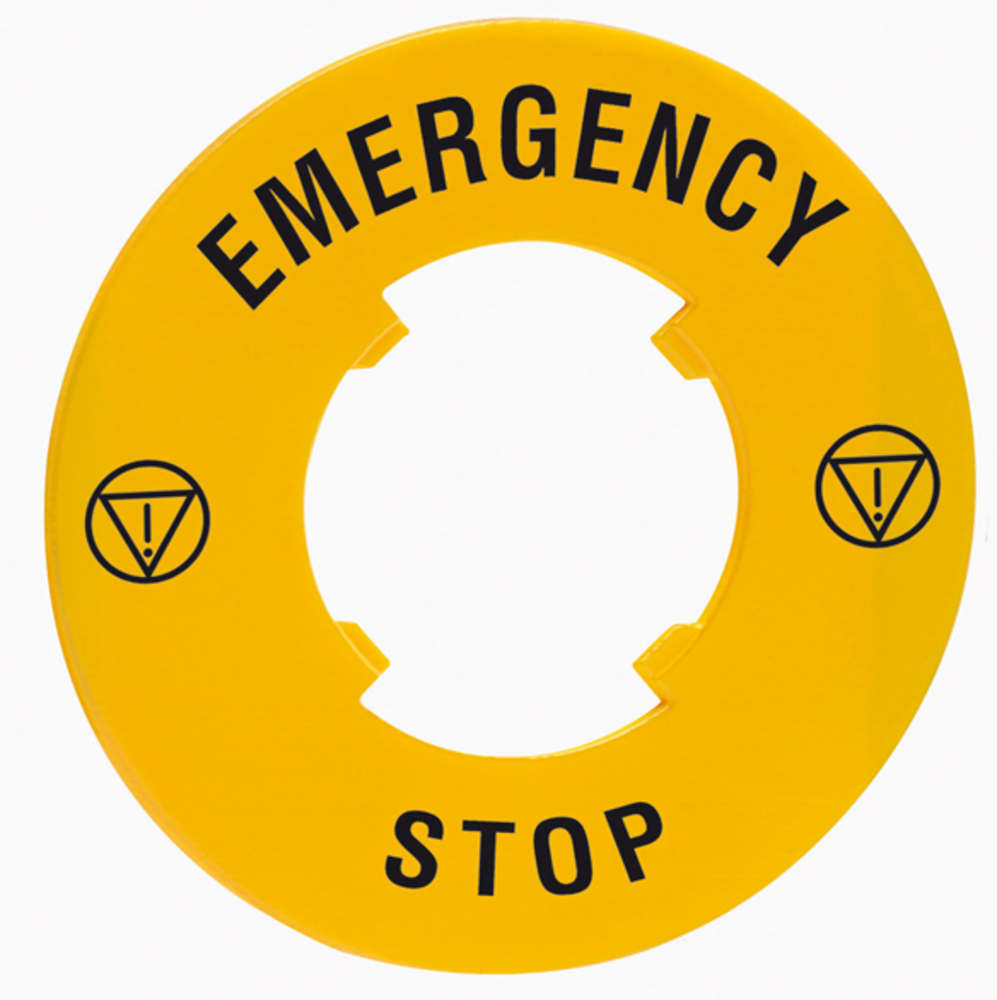 Label "Emergency stop",  D= 60 mm Label "Emergency stop",  D= 60 mm
