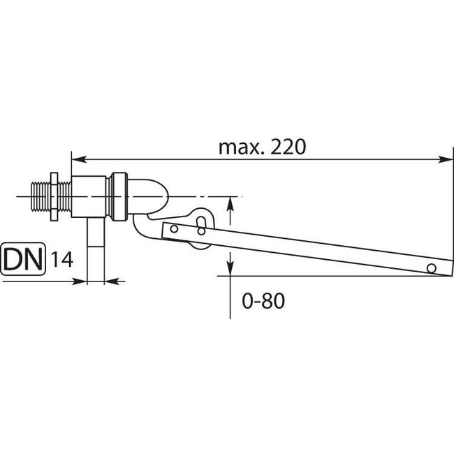 Vlotterventiel PEKI NW12, 3/8" AG